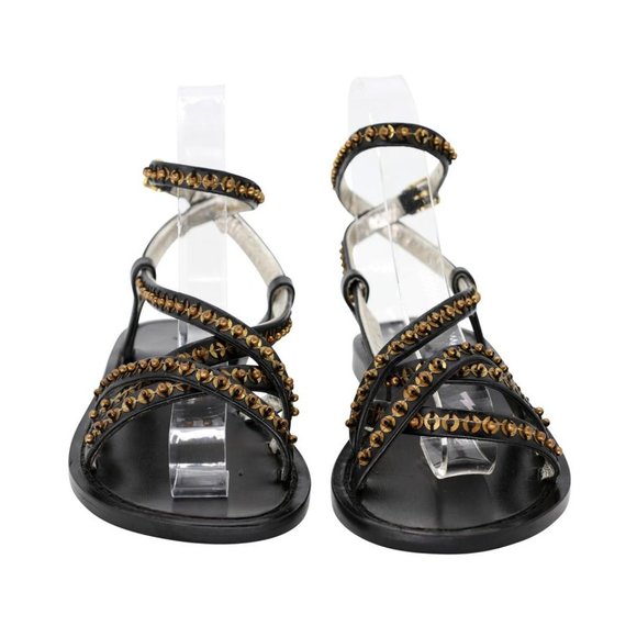 Dsquared2 Studded 35 Leather Slides Roman Sandals DS-S06013P-0003 - Picture 3 of 11